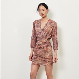 ba&sh Mini Dress Metallic Shimmery Floral Print Party Dress